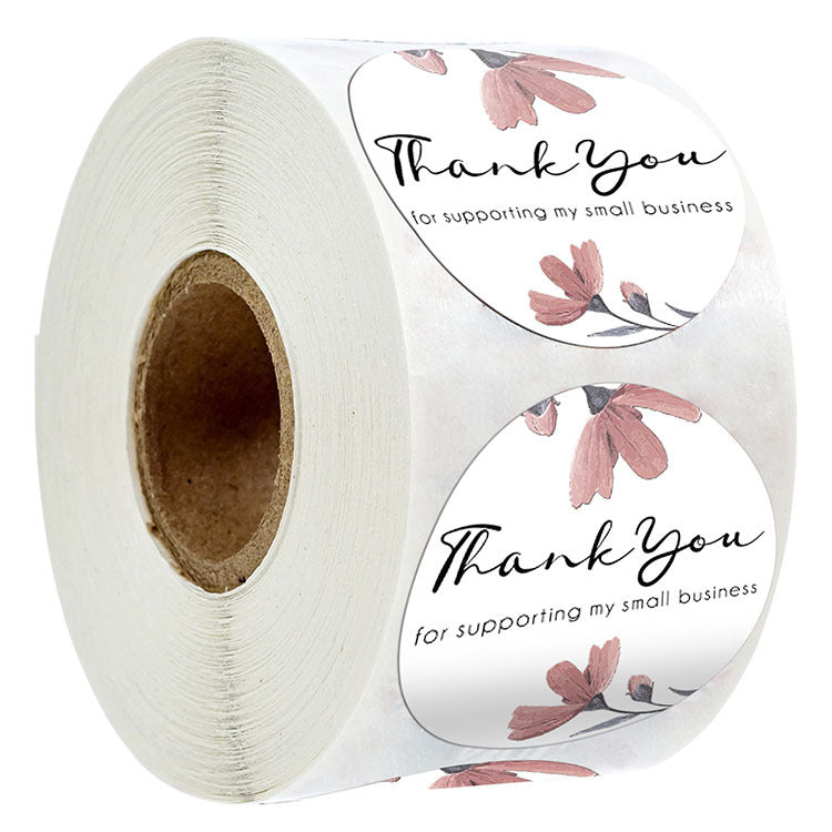 2x500pcs Xmas Christmas  Stickers Roll Label Flower Thank You  Supporting My Small Business