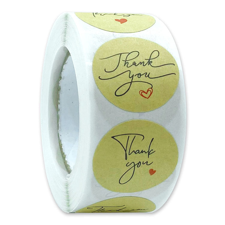 2x500pcs Xmas Christmas  Stickers Roll Label  Kraft Paper Thank You Love Gift Box Decorative Wrapper
