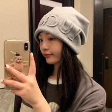 Lade das Bild in den Galerie-Viewer, Warm Winter Knit Beanie Hats  Japanese Style Face-Looking Small Women Internet Celebrity Fleece-Lined Toe Cap Unisex
