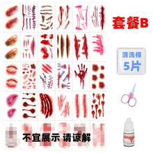 Lade das Bild in den Galerie-Viewer, 2x Halloween Xmas Christmas Gifts Decoration Tattoo Sticker Simulation Horror Bleeding Fake Wound
