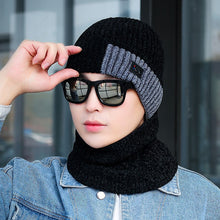 Load image into Gallery viewer, Warm Winter Knit Beanie Hats Cycling Cover Chenille Fleece-Lined Thickened Wool Scarf Unisex
