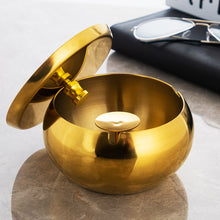 Load image into Gallery viewer, Ashtray Stainless Steel Drum  Business Hotel KTV Simple  Gift  Lid Gift Ashtray
