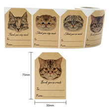Load image into Gallery viewer, 3x250pcs Xmas Christmas Stickers Roll Label Kraft Paper Cute Cat Thank You Gifts
