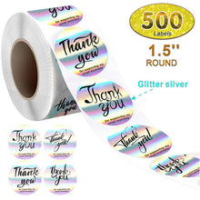 Load image into Gallery viewer, 2x500pcs Xmas Christmas  Stickers Roll Label 4 Designs Rainbow Laser Thank You  Envelope Gift

