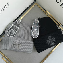 Load image into Gallery viewer, Warm Winter Knit Beanie Hats Men's and Women's Autumn and Winter Warm Wool Cross European and American Thickened All-Matching Unisex

