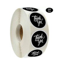 Load image into Gallery viewer, 2x500pcs Christmas Xmas Black Background Gold Word Silver Word Thank You Sticker Gift Label tape
