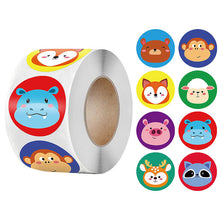 Load image into Gallery viewer, 2x500pcs Xmas Christmas  Stickers Roll Label Children&#39;s Swine and Sheep Deer Monkey Fox Bear Hippo Rat Prize Incentive Toy Seal
