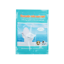 Load image into Gallery viewer, 3pcs Soluble Water Disposable Toilet Mat English Style Mono-Sheet Tape Toilet Paper Hotel Supplies Toilet Seat Paper
