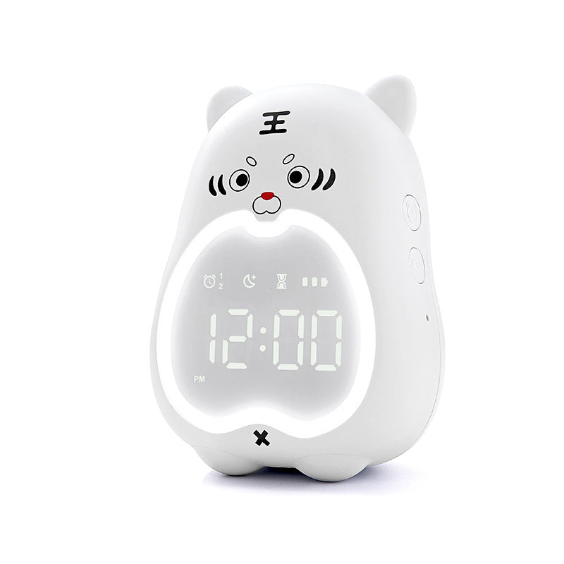 Smart Multi-Function Alarm Clock LED Display Cartoon Tiger Alarm Clock Bedroom Bedside Night Light for Kids