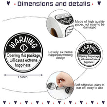 Load image into Gallery viewer, 2x500pcs Xmas Christmas  Stickers Roll Label Black and White Warning Opening This Package Will Cause Extreme Tags
