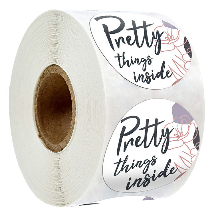 2x500pcs Xmas Christmas  Stickers Roll Label White Pretty Things inside  Gift Self-Adhesive s