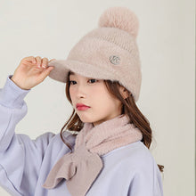 Lade das Bild in den Galerie-Viewer, Warm Winter Knit Beanie Hats Women's Autumn Wool Cute Wild Scarf Set Fleece-Lined Thickened Unisex
