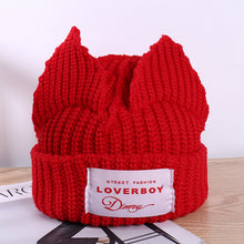 Lade das Bild in den Galerie-Viewer, Warm Winter Knit Beanie Hats New Double-Layer Wool with Ears Internet Celebrity Star Unisex
