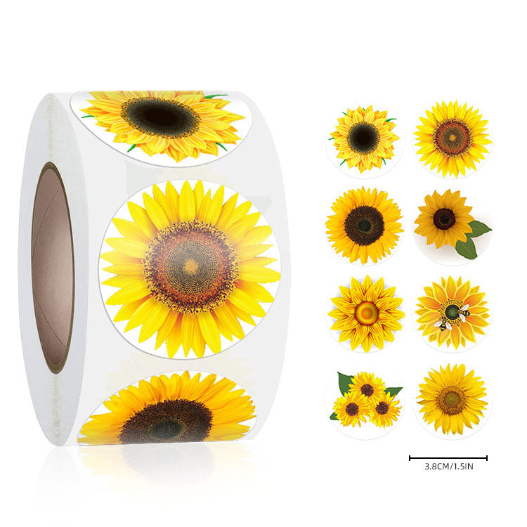 2x500pcs Xmas Christmas  Stickers Roll Label New Valentine's Day  SUNFLOWER Sunflower Adhesive