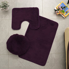 Load image into Gallery viewer, 3pcs Toilet Seat Cover Pads Cashmere-like Carpet Solid Color Bathroom Bathtub  Set Silk Wool Floor  Non-Slip  Plush
