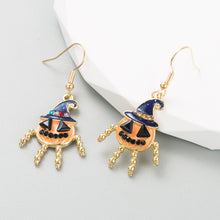 Lade das Bild in den Galerie-Viewer, 2x Halloween Xmas Christmas Gifts Decoration New Trend Pumpkin Skull Alloy Enamel Earrings
