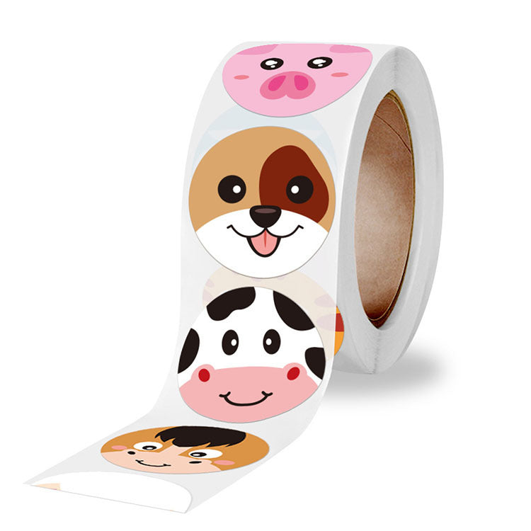 2x500pcs Xmas Christmas  Stickers Roll Label Animal Smiling Face Children Rainbow Candy Toy Stationery Self-Paste Paper  Tape