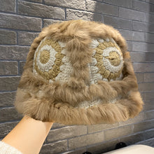 Load image into Gallery viewer, Warm Winter Knit Beanie Hats Korean Style Ins Hollow Flower Fisherman Women Autumn and Winter Fur Tiger Head Unisex
