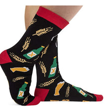Load image into Gallery viewer, 3 Pairs Trendy Printed Adult Men&#39;s and Women&#39;s Socks Beer Dispensing Yellow Middle Tube
