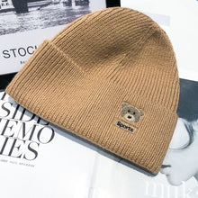 Load image into Gallery viewer, Warm Winter Knit Beanie Hats Autumn and Winter Bear Embroidery Wool Women Street Warm Ear Protection Male Unisex
