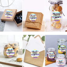 Load image into Gallery viewer, 2x500pcs Xmas Christmas  Stickers Roll Label 4 Designs Rainbow Laser Thank You  Envelope Gift
