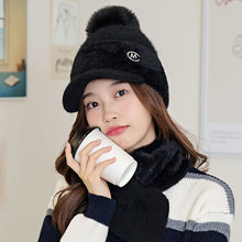 Lade das Bild in den Galerie-Viewer, Warm Winter Knit Beanie Hats Women's Autumn Wool Cute Wild Scarf Set Fleece-Lined Thickened Unisex
