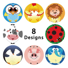 Load image into Gallery viewer, 2x500pcs Xmas Christmas  Stickers Roll Label Children&#39;s Animal World Owl Ladybug Award Incentive Toy Sealing
