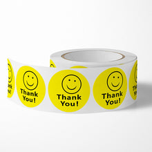 Load image into Gallery viewer, 2x500pcs Xmas Christmas Yellow round Smiling Face Thank You Gift Sticker Sealing Label
