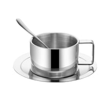 Lade das Bild in den Galerie-Viewer, 304 Stainless Steel Coffee Cup Set Coffee Cup, Dish and Spoon Double Layer
