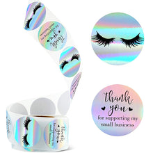 Load image into Gallery viewer, 2x500pcs Christmas Xmas Christmas Rainbow Laser Hot Silver Thank You Sticker Eye Eyelash Gift Label tapes
