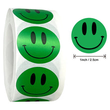 Load image into Gallery viewer, 2x500pcs Xmas Christmas  Stickers Roll Label 25mm Package Korean Style Yellow Blue Purple Green White Smile Smiling Face
