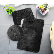 Load image into Gallery viewer, 3pcs Toilet Seat Cover Pads Cashmere-like Carpet Solid Color Bathroom Bathtub  Set Silk Wool Floor  Non-Slip  Plush

