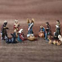 Load image into Gallery viewer, 11-Piece Set Horse Trough Group Religious Decoration Ornaments, 3cm Birth of Jesus Resin Statue
