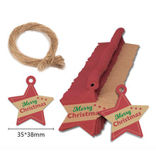 Lade das Bild in den Galerie-Viewer, 2x100pcs Kraft Paper Snowflake Shape Merry Christmas Cards Paper Tags with Hemp Rope tape
