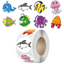 Lade das Bild in den Galerie-Viewer, 2x500pcs Christmas Xmas 25mm School Season 8 Animal Fish 38mm Children&#39;s Toy Reusable Adhesive Sticker tape
