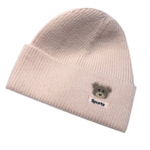 Load image into Gallery viewer, Warm Winter Knit Beanie Hats Autumn and Winter Bear Embroidery Wool Women Street Warm Ear Protection Male Unisex
