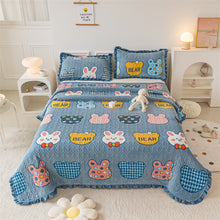 Load image into Gallery viewer, Autumn and Winter Thickening Milk Fiber Three-Piece Quilted Crystal Velvet Lace Thermal Blanket Bed Sheet
