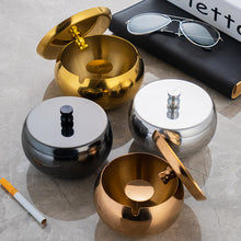 Load image into Gallery viewer, Ashtray Stainless Steel Drum  Business Hotel KTV Simple  Gift  Lid Gift Ashtray
