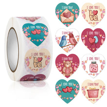 Load image into Gallery viewer, 2x500pcs Christmas Xmas Pink Heart-Shaped Valentine&#39;s Day Stationery Envelope Gift Sticker tape
