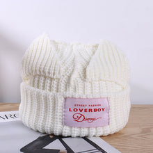 Lade das Bild in den Galerie-Viewer, Warm Winter Knit Beanie Hats New Double-Layer Wool with Ears Internet Celebrity Star Unisex
