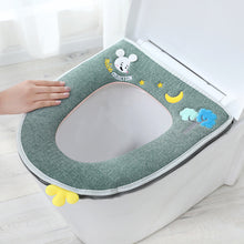 Load image into Gallery viewer, 3pcs Toilet Seat Cover Pads Universal Household Four Seasons    U-Shaped Dehaired Angora Thicker Cotton and Linen Embroidery Zipper
