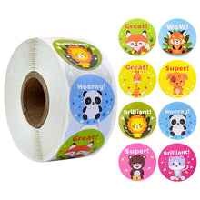 Load image into Gallery viewer, 2x500pcs Xmas Christmas  Stickers Roll Label 8 Child Encouragement Panda Reusable Adhesive  in School Season
