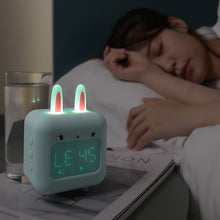 Load image into Gallery viewer, Smart Multi-Function Alarm Clock LED Display Naughty Rabbit SD Card Custom Ringtone Silicone Night Light for Children
