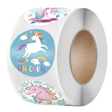 Load image into Gallery viewer, 2x500pcs Xmas Christmas  Stickers Roll Label 4 Kinds of Children&#39;s Rainbow Unicorn Unicorn Award Incentive Toys Sealing
