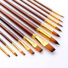 Load image into Gallery viewer, 12 PCs Nylon Hair Art Brush Long Brush Holder Watercolor Painting Brush

