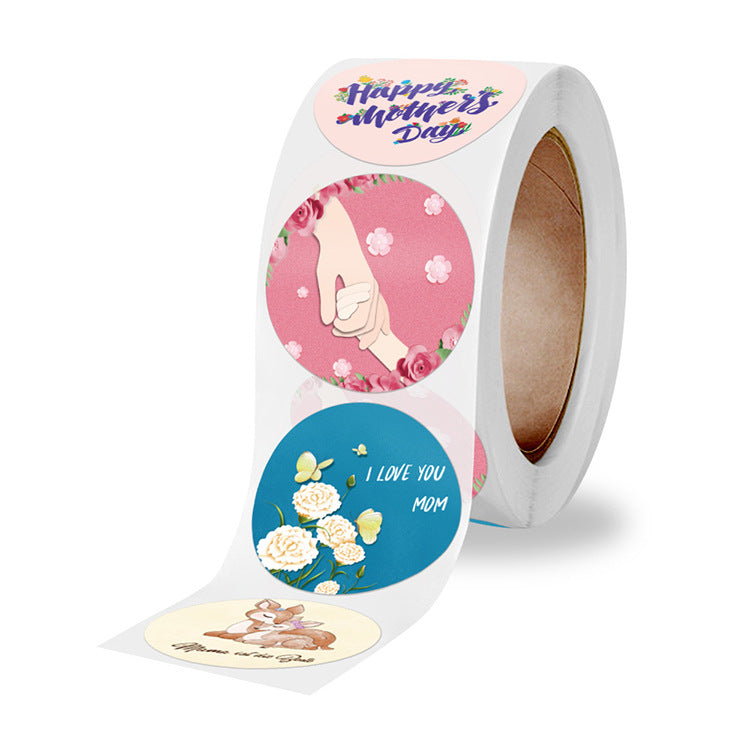 2x500pcs Xmas Christmas  Stickers Roll Label 4 Designs -up Mother's Day HAPPY MOTHER'S Day Gift Sealed   Tape