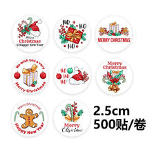 Load image into Gallery viewer, 2x500pcs Christmas Xmas Floral Merry Christmas Christmas Gift Sticker Decorative Label tape
