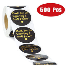 Load image into Gallery viewer, 2x500pcs Xmas Christmas  Stickers Roll Label Black Background Bronzing Thank You  Business Love Gift Baking
