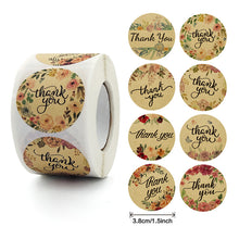 Load image into Gallery viewer, 2x500pcs Xmas Christmas 8 Kinds of Plant Color Kraft Paper Thank You Sticker Gift Label
