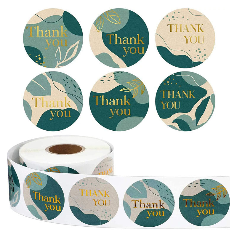 2x500pcs Christmas Xmas Green Plant Thank You Sticker Gift Envelope Bouquet Stationery Decoration Label tape